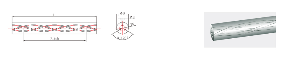 螺旋冷却孔 30°，总长 330mm，未精磨毛坯