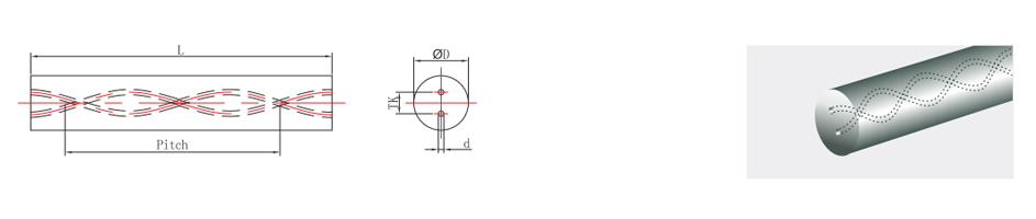 螺旋冷却孔，螺旋角 30°，总长 330mm，未精磨毛坯