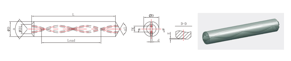 精密研磨棒，直径12倍钻头，2个螺旋孔，带尖端、倒角和连接槽